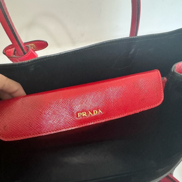 Prada Saffiano Vernice Double Bag Rosso - Picture 8 of 9